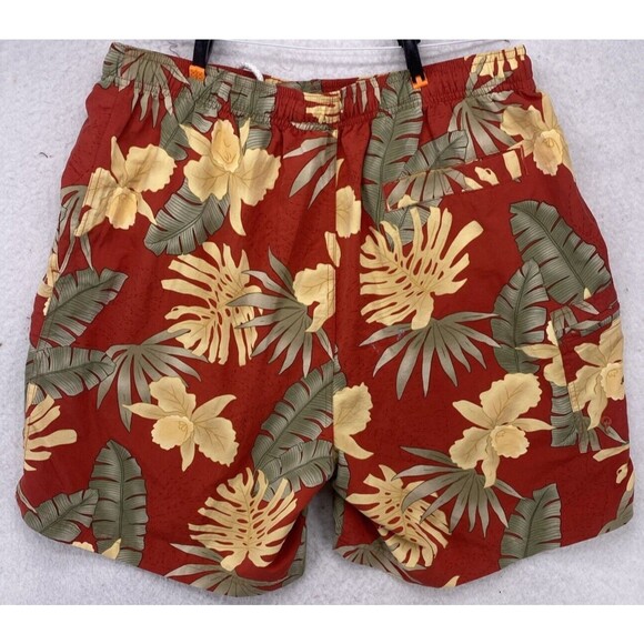 Tommy Bahama Shorts Mens Size XL Orange Floral Swim Trunks Mesh Lining Travel - Picture 6 of 14